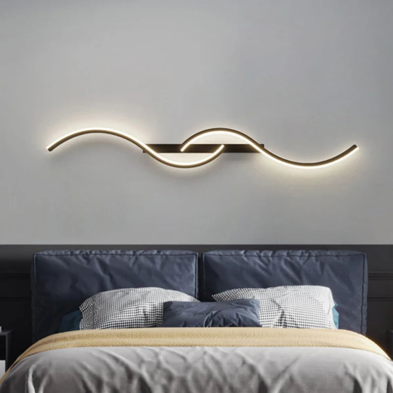 Modern Minimalist LED Wall Lamp – Long Strip Bedside Light Fixture for Bedroom, Living Room, and Indoor Decoration